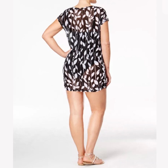 {Anne Cole} White Vines Mesh V-Neck Swim Coverup - Picture 7 of 8